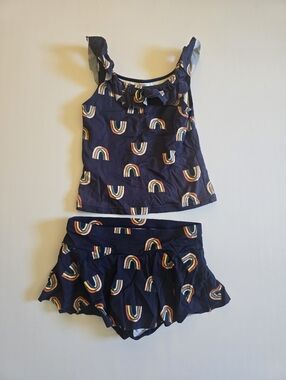 Hanna Andersson Sunblock Striped Tankini Set Sz 140 (10)